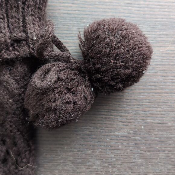 Mocha Brown leg warmers with pom poms - Picture 4 of 4